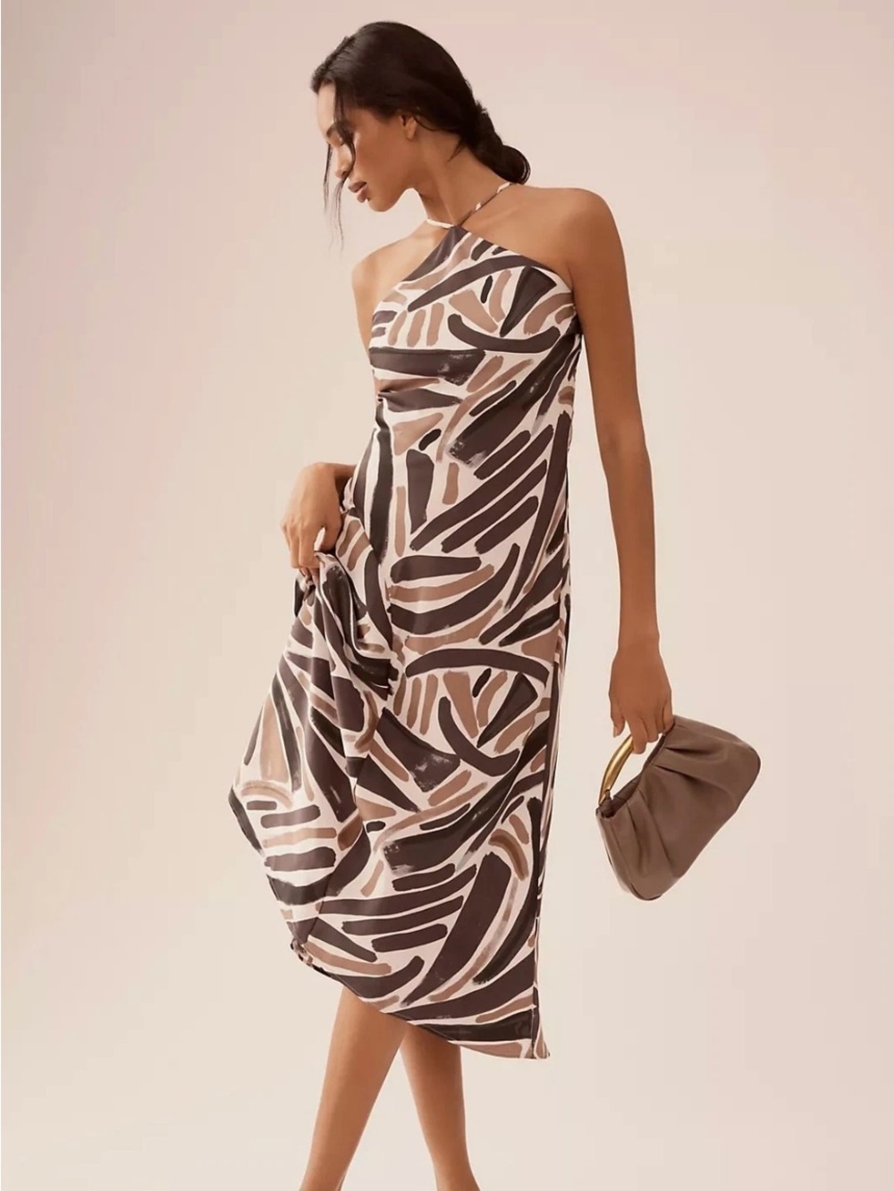 NWT By Anthropologie Halter Slip Midi Dress XS Petite $158 NEW